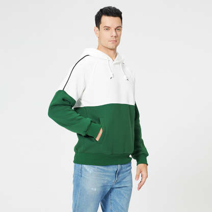 Men's New Two Tone Loose Simple Hooded Sweater