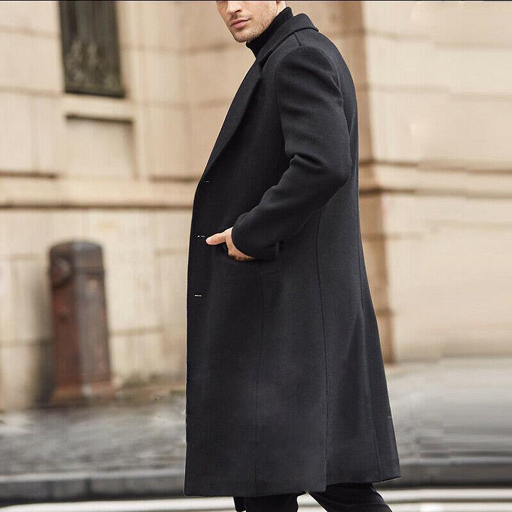 Men's Business Solid Color Casual British Style Coat