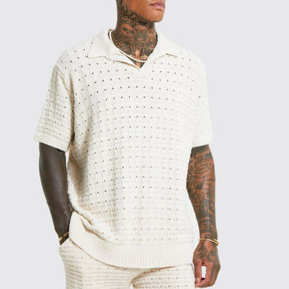 Men's knitted short-sleeve polo shirt