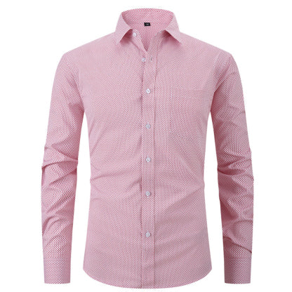 Diggetty Check Print Business Casual Stretch Long Sleeve Shirt