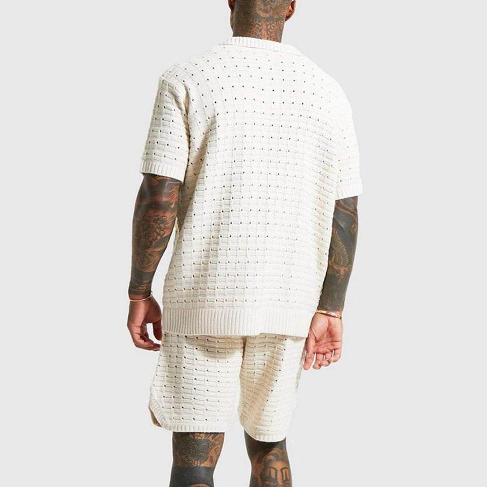 Men's knitted short-sleeve polo shirt