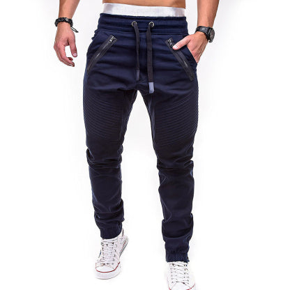 Pleated lounge trousers with lace-up stripes