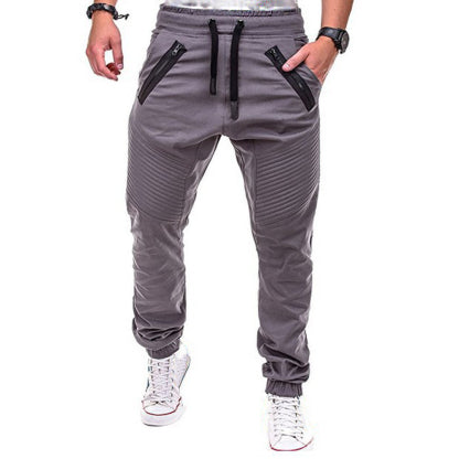 Pleated lounge trousers with lace-up stripes