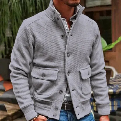 Fashion Men's Stand Collar Comfortable Button Slim Jacket