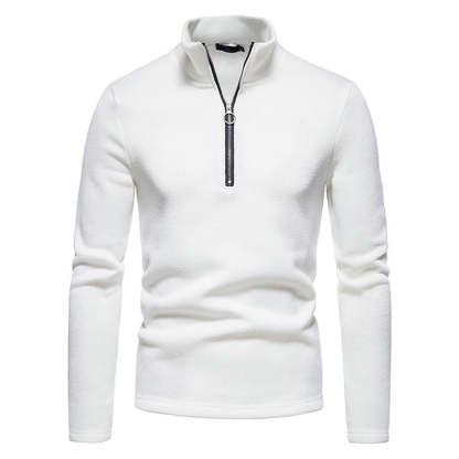 Men's Solid Color Zip Turtleneck Standing Collar Sweater