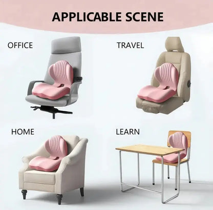 Ergonomic Memory Foam SeatCushion with Lumbar & BackSupport, Relieves Back Pain,Reduces Pressure